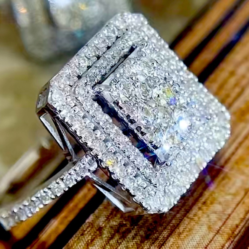♥️Ring Luxury Sterling925 plated Zircon semiprecious stones inlay gorgeous